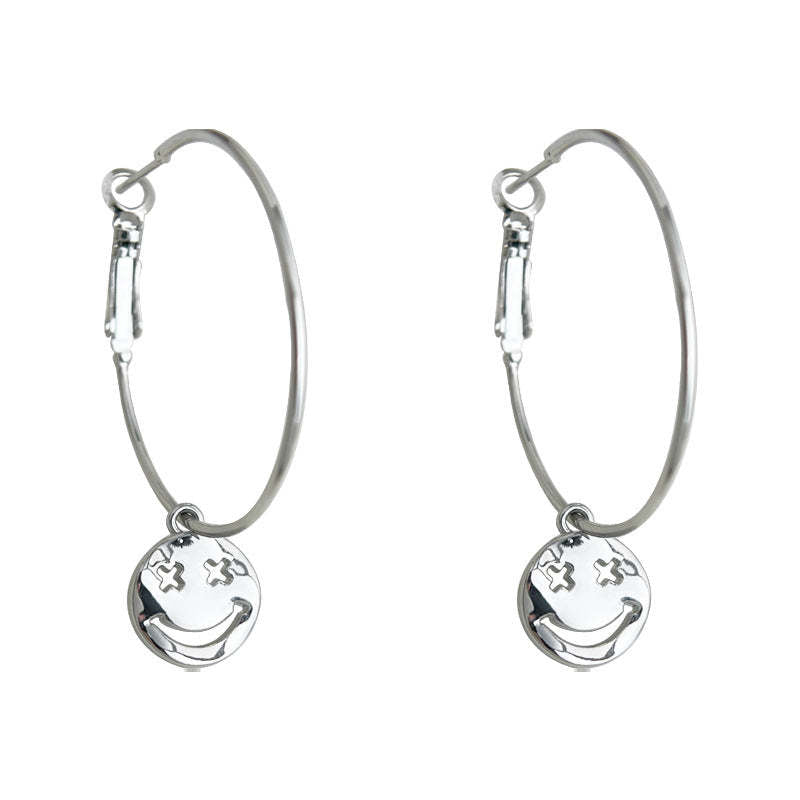 C관 - 스마일 원형 은침 링 귀걸이 [5480] 25.02-1