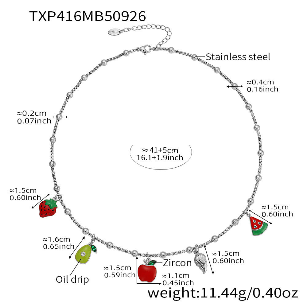 D관 - 스테인리스 스틸 과일 큐빅 펜던트 목걸이 팔찌 발찌 [TXP416] 25.10-1