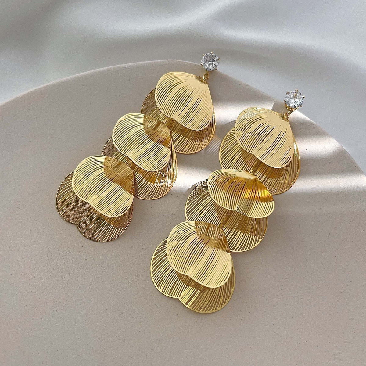 C관 - 업그레이드 18K 도금 고급스러운 은침 나뭇잎 귀걸이 [3897] 24.05-1