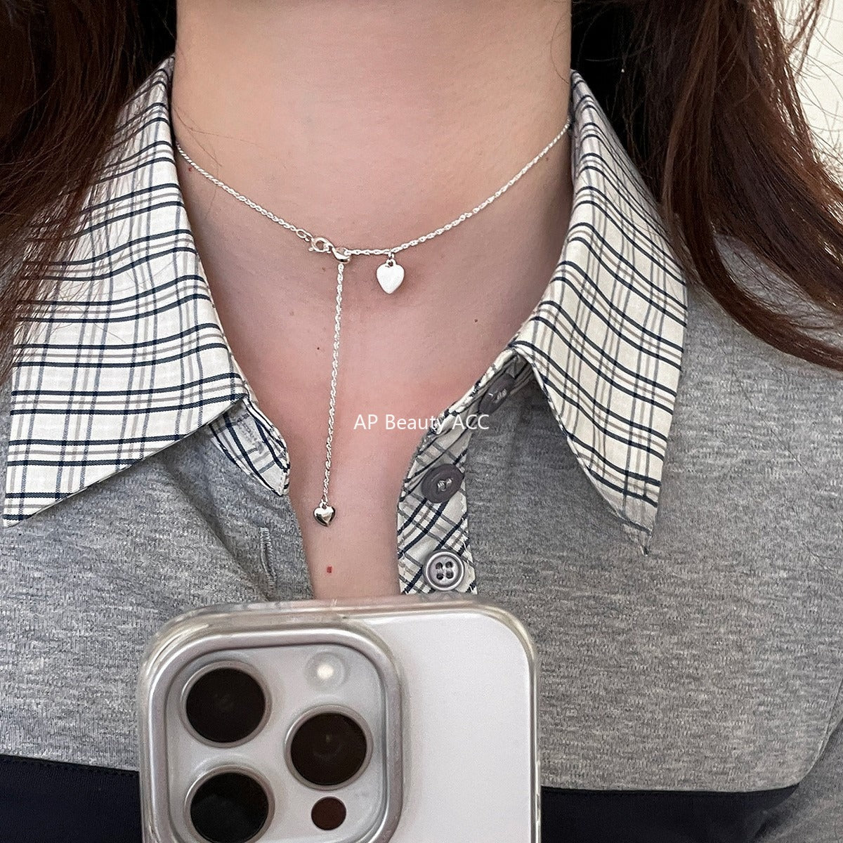 A관 - 925 실버 슬라이드 하트 펜던트 목걸이 [XL-1222] 25.11-1