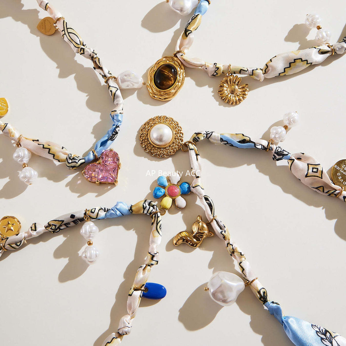 D관 - 스테인리스 스틸 호안석 진주 펜던트 스카프 목걸이 [P2178] 25.10-2