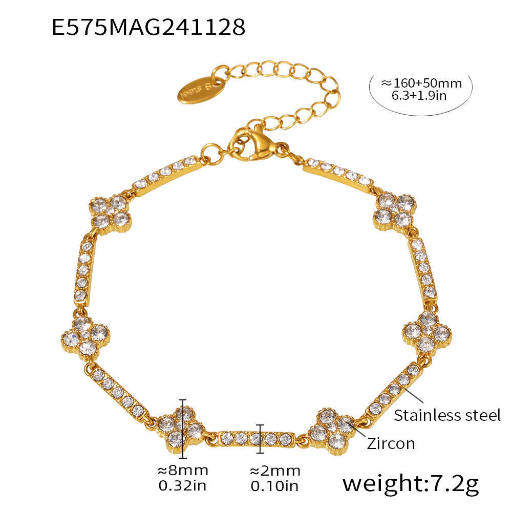 D관 - 18K 골드 도금 스테인리스 스틸 핸드메이드 큐빅 팔찌 [E575-E582] 24.12-2