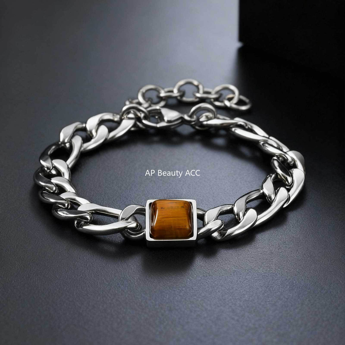 G관 - 스테인리스 스틸 체인 사각 호안석 팔찌 [BR-2741] 25.12-3