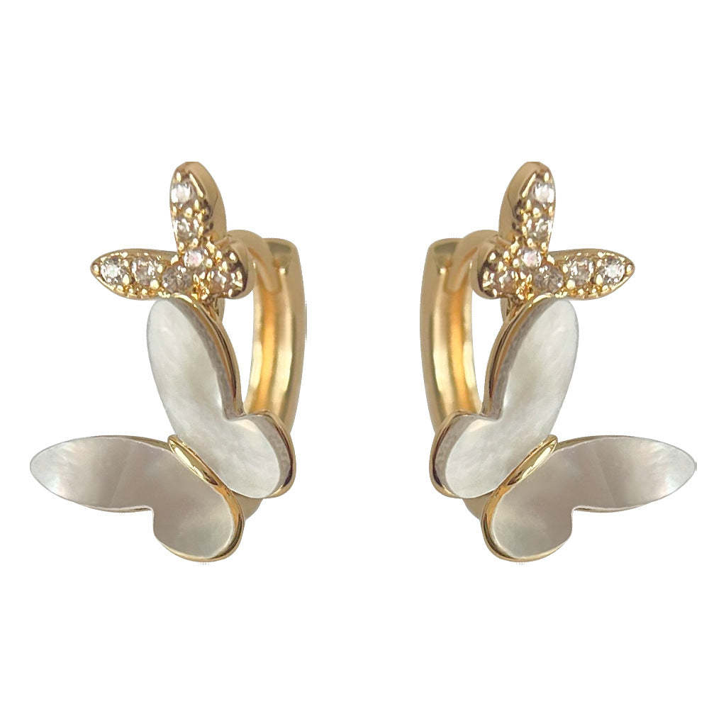 C관 - 미니 큐빅 진주 오일 코팅 14K 도금 귀걸이 [4056] 24.05-4