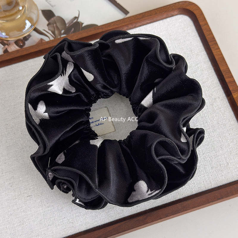 E관 - 벨벳 나비 패턴 더블 레이어 대형 곱창 헤어밴드 [27695] 25.11-3