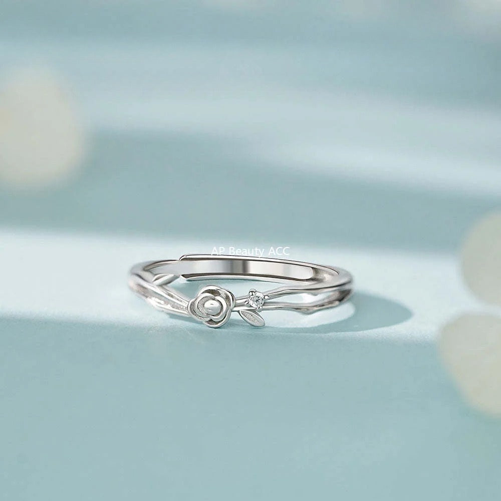 B관 - 999 실버 플라워 디자인 커플 반지 [YC5149R_1] 25.12-2