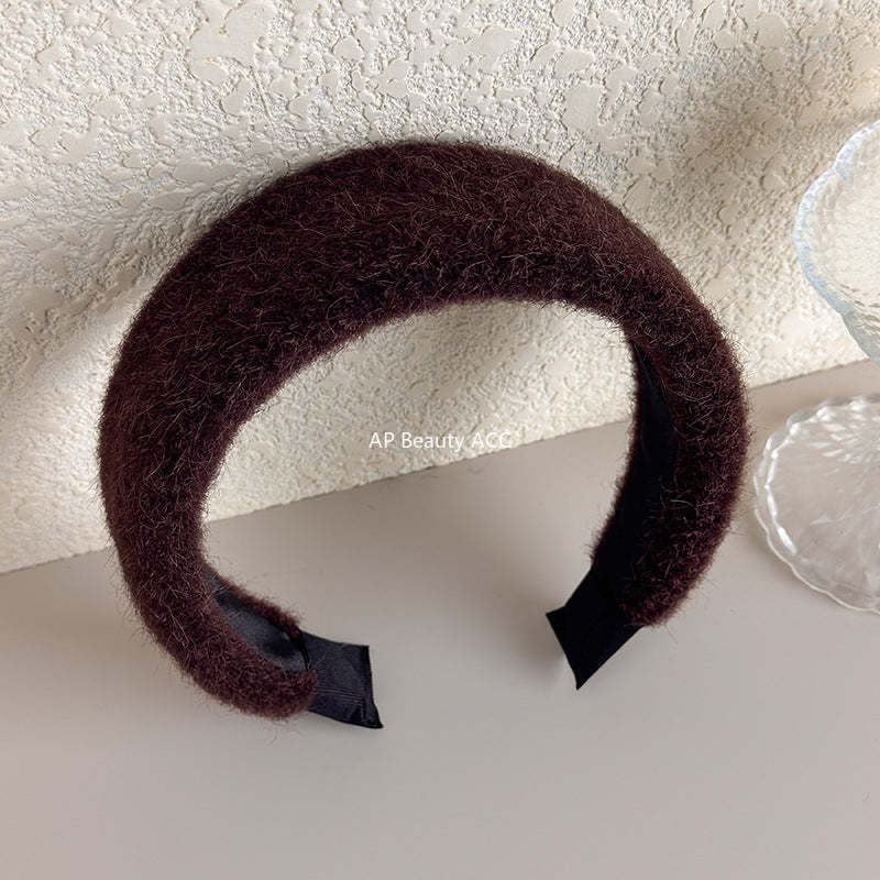 E관 - 퍼 털실 소재 볼륨 와이드 머리띠 [27710] 25.11-3
