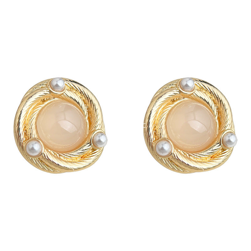 C관 - 14K 도금 기하 디자인 925 은침 귀걸이 [5481] 25.04-1