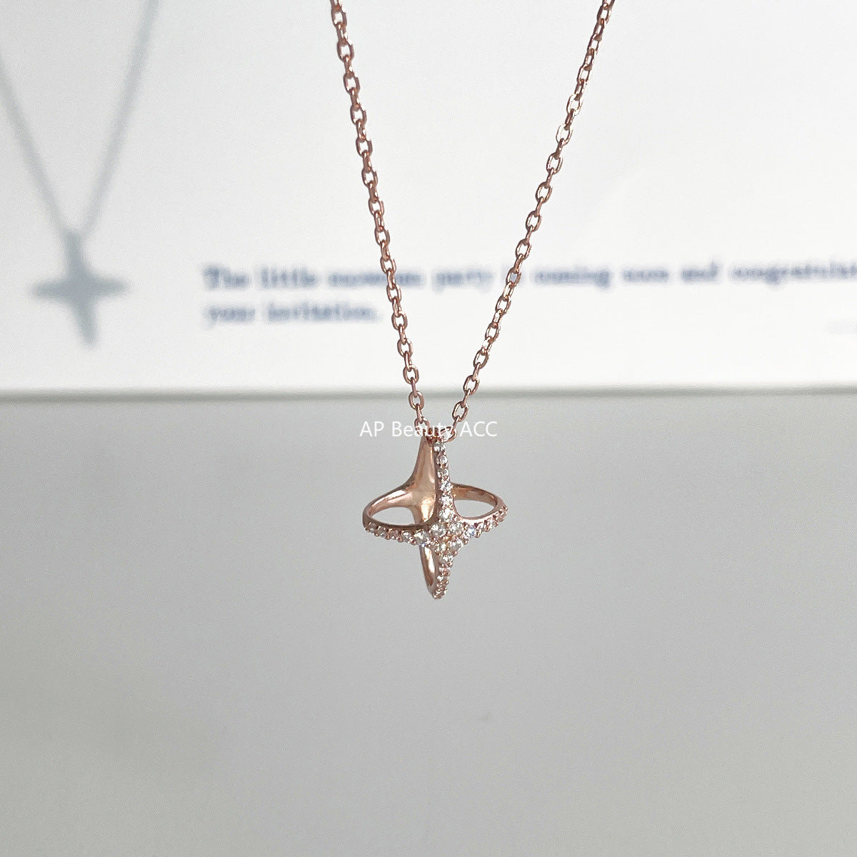 A관 - 925 실버 이중 원 별 큐빅 펜던트 목걸이 [XL-1216] 25.10-1