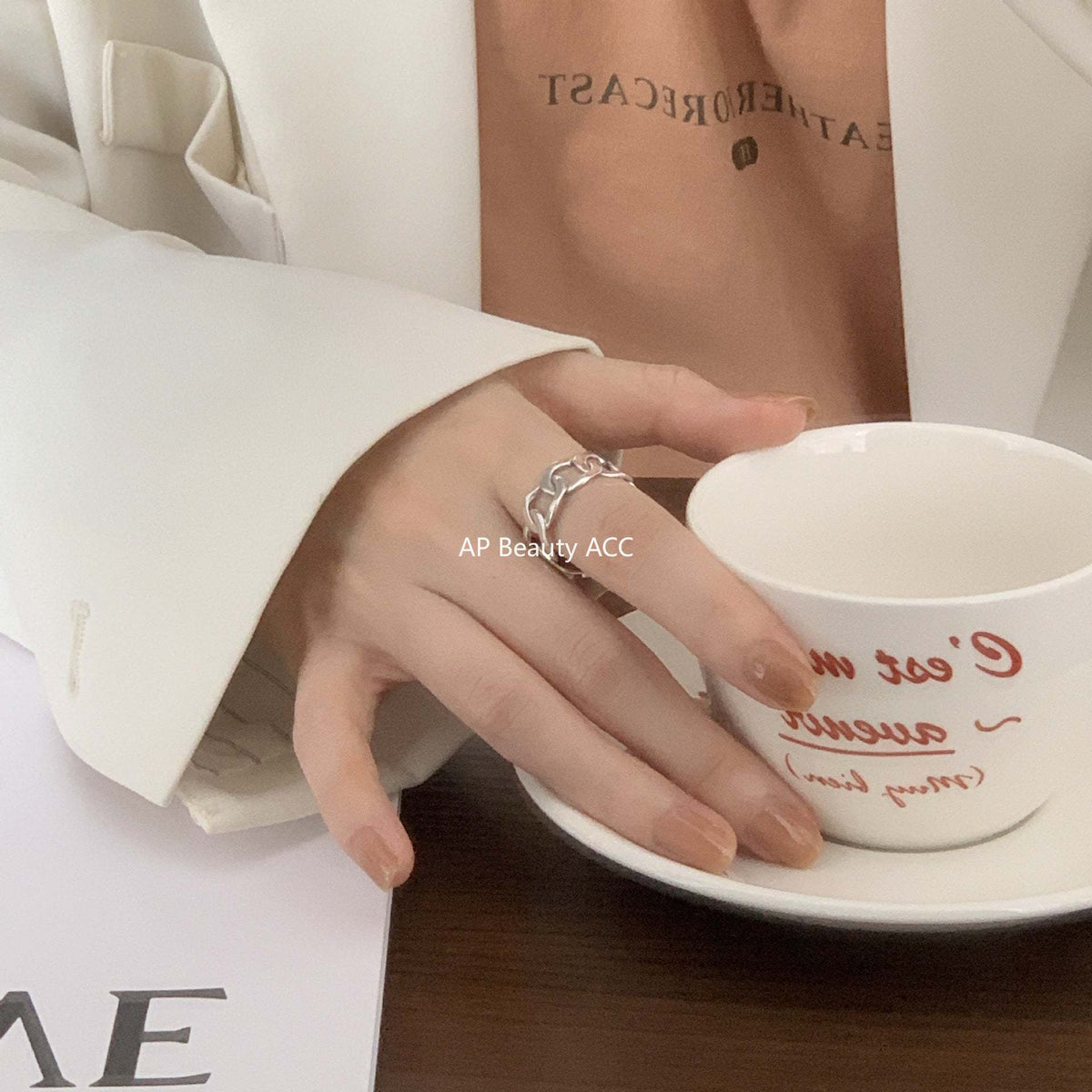 F관 - 925 실버 볼드 체인 오픈형 반지 [J549] 25.12-2