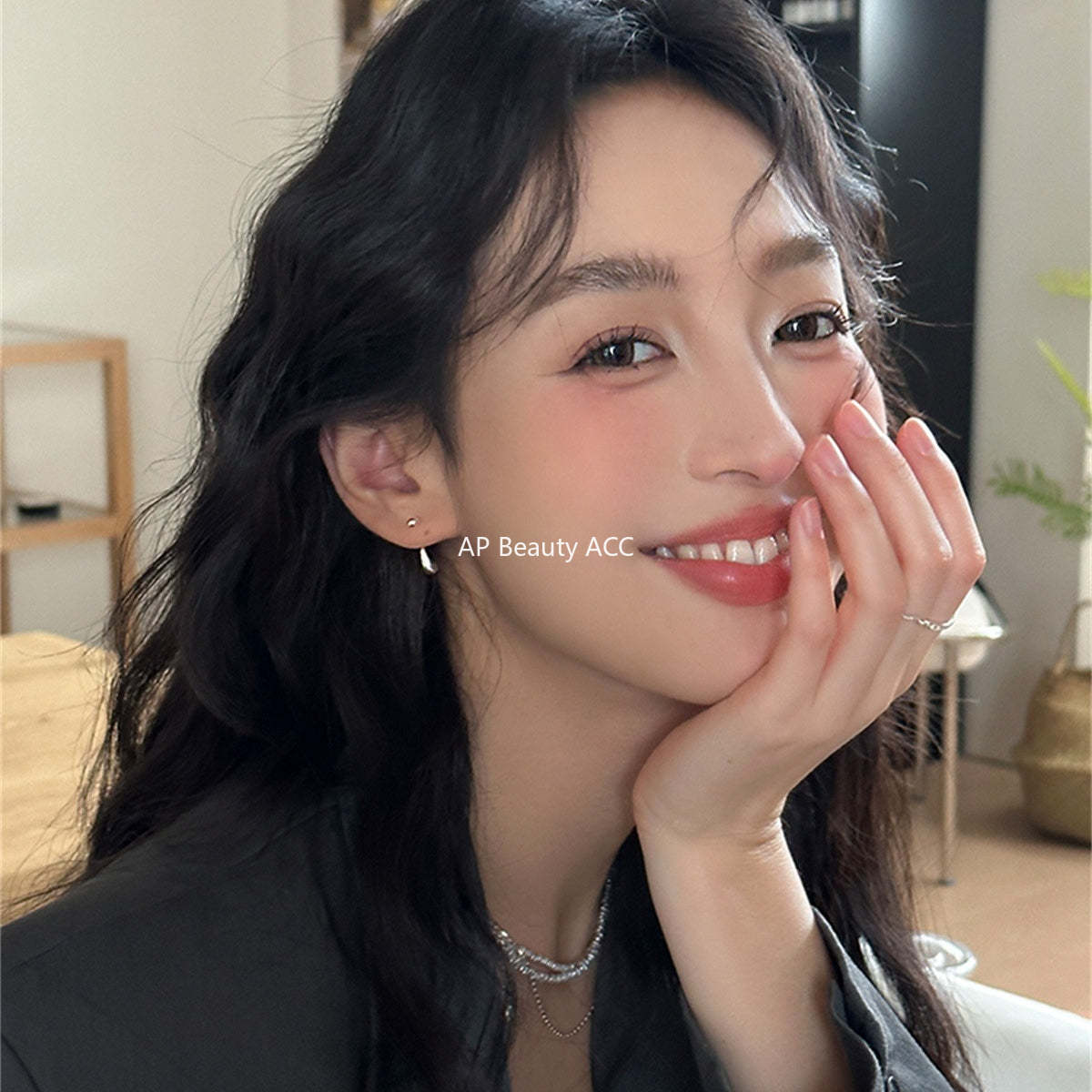 A관 - 999 실버 물방울 디자인 피어싱 귀걸이 [EH-3953] 25.10-4