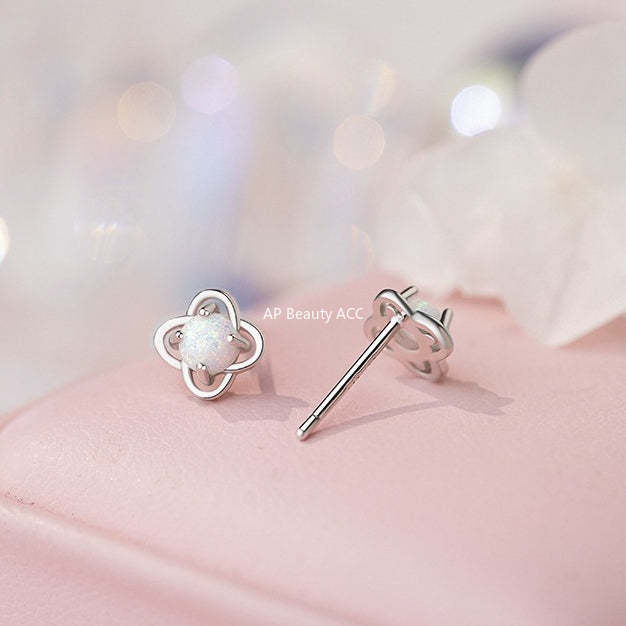 B관 - 999 실버 오팔 클로버 디자인 스터드 귀걸이 [YC7755E_1] 25.10-4