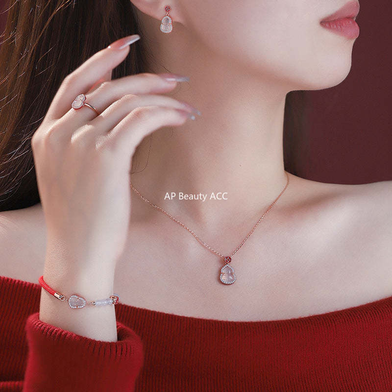 B관 - 925 실버 호리병 모양 옥수 목걸이 귀걸이 팔찌 반지 [YC2961N_1 YC7320E_1] 24.11-4