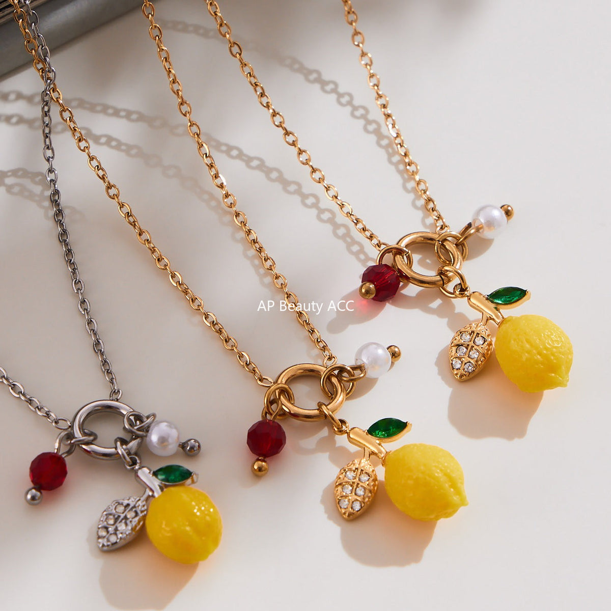 D관 - 스테인리스 스틸 큐빅 레몬 과일 디자인 목걸이 귀걸이 팔찌 반지 [TXP429] 25.10-3