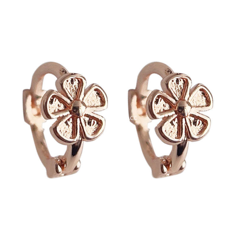 C관 - 간결한 로즈 골드 도금 꽃 귀걸이 귀여운 여성 귀걸이 [3718] 24.04-2