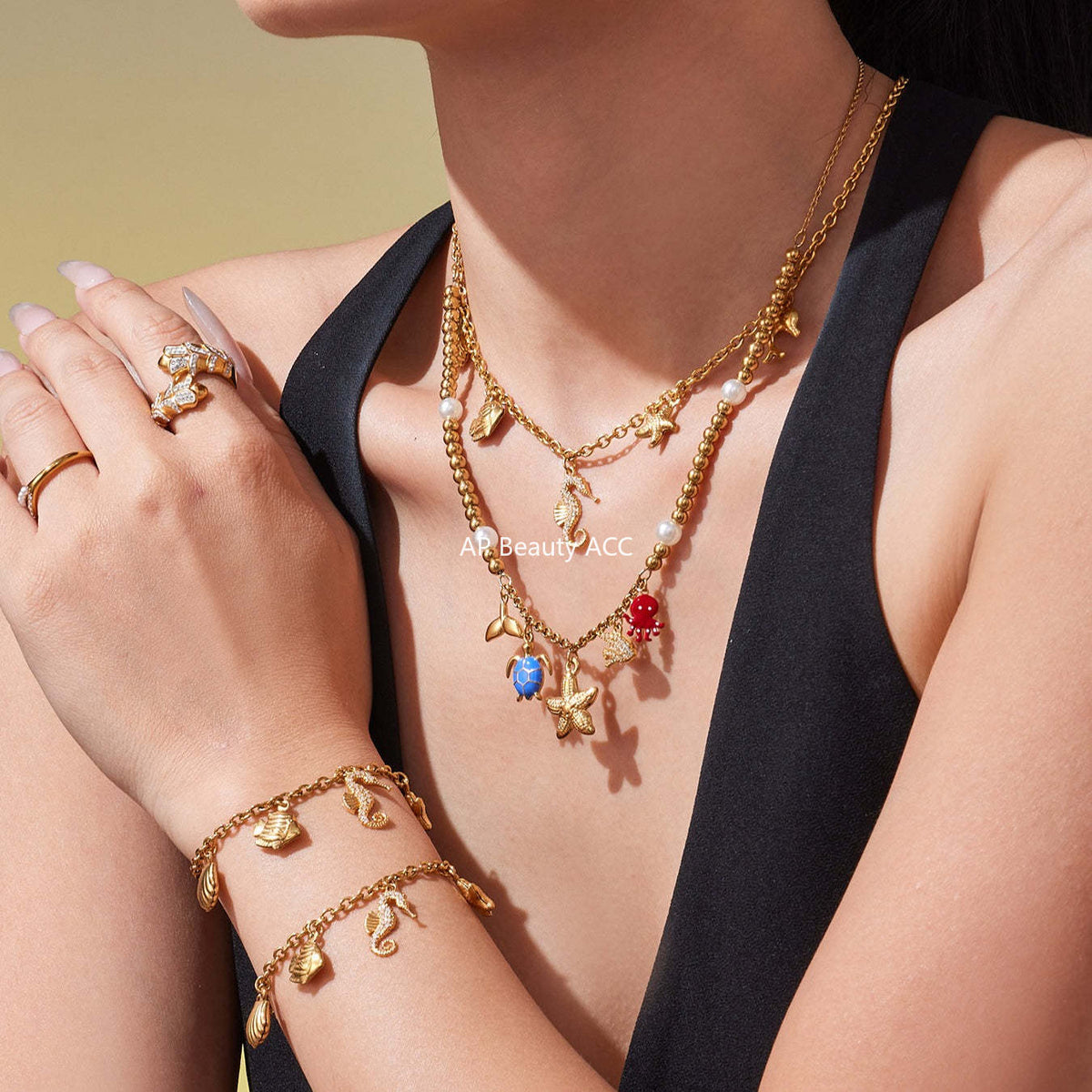 D관 - 스테인리스 스틸 해양생물 큐빅 펜던트 목걸이 팔찌 [TXP447] 25.10-4