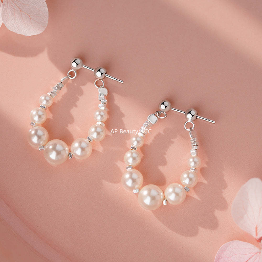 B관 - 925 실버 스퀘어 실버 자개 진주 귀걸이 [YC2380E_1] 25.12-3