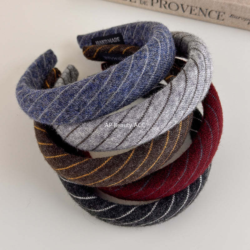 E관 - 니트 스트라이프 와이드 스펀지 머리띠 [27524] 25.09-4