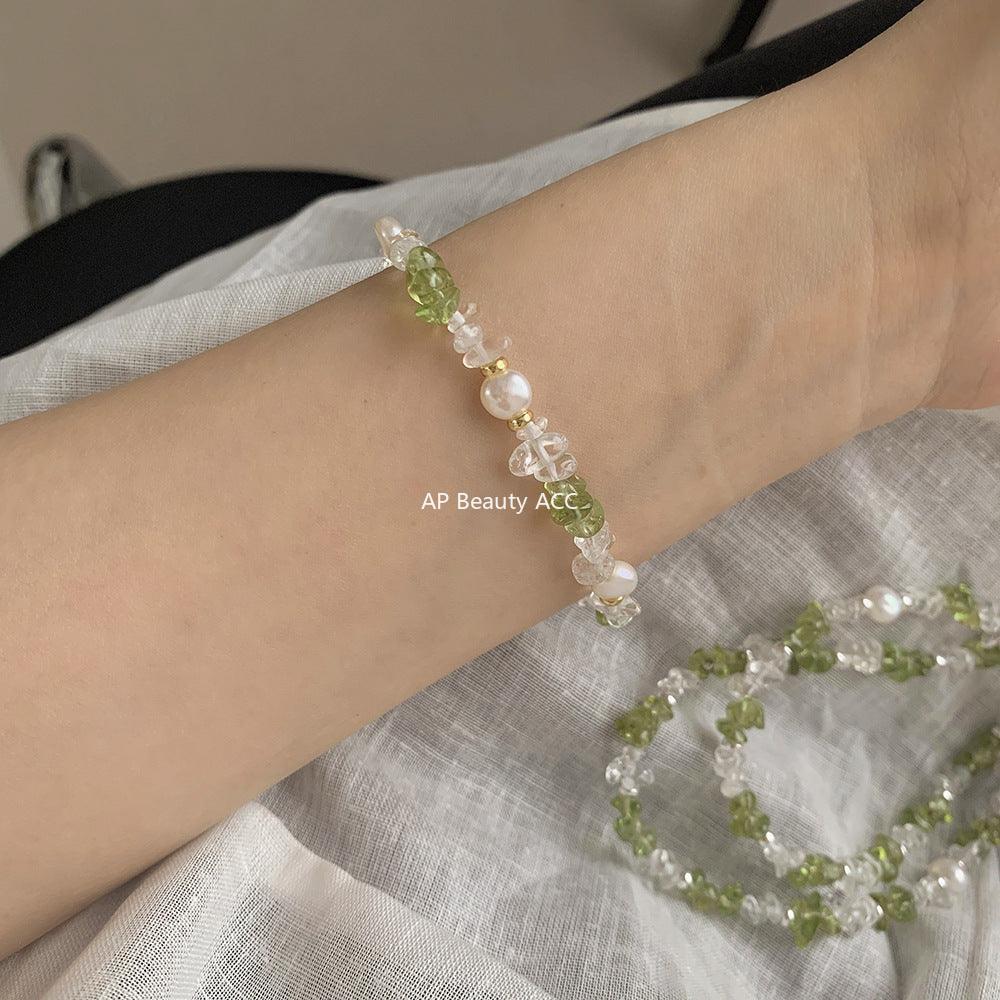 A관 - 진주 크리스탈 페리도트 진주 925 실버 팔찌 [SA316] 25.04-2