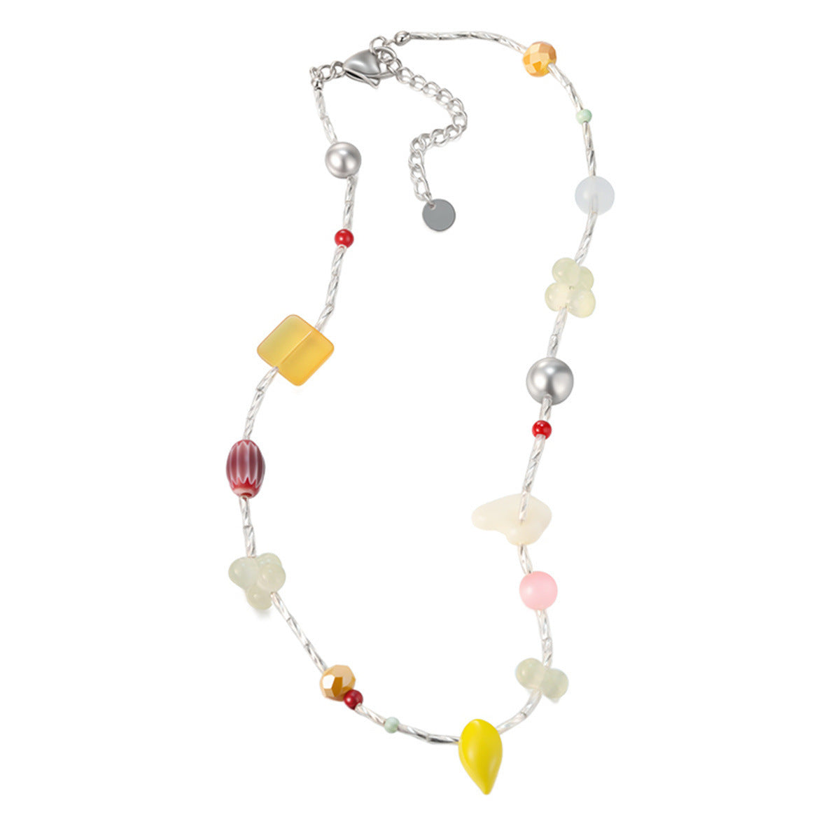 A관 - 컬러 원석 자개 비즈 목걸이 [XL-1215] 25.10-1