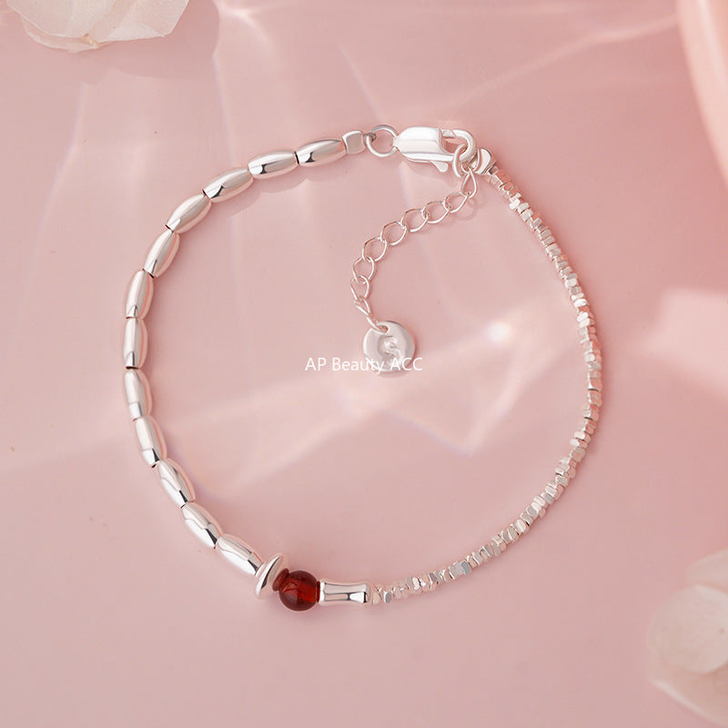 B관 - 925 실버 마노 쌀알 파편 실버 팔찌 [YC4706SL_1] 25.10-2