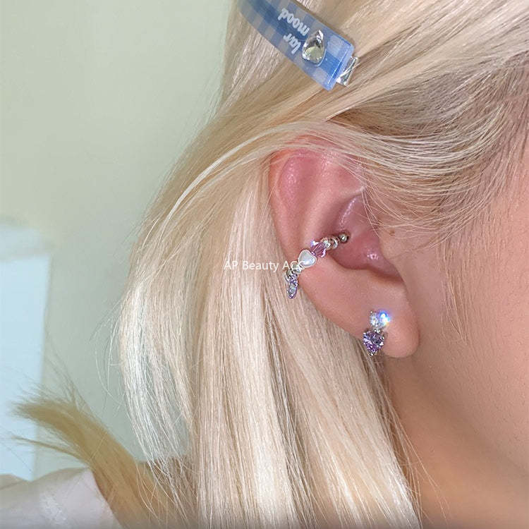 A관 - 투톤 하트 큐빅 티타늄 스틸 귀걸이 [EH-4331] 25.12-2