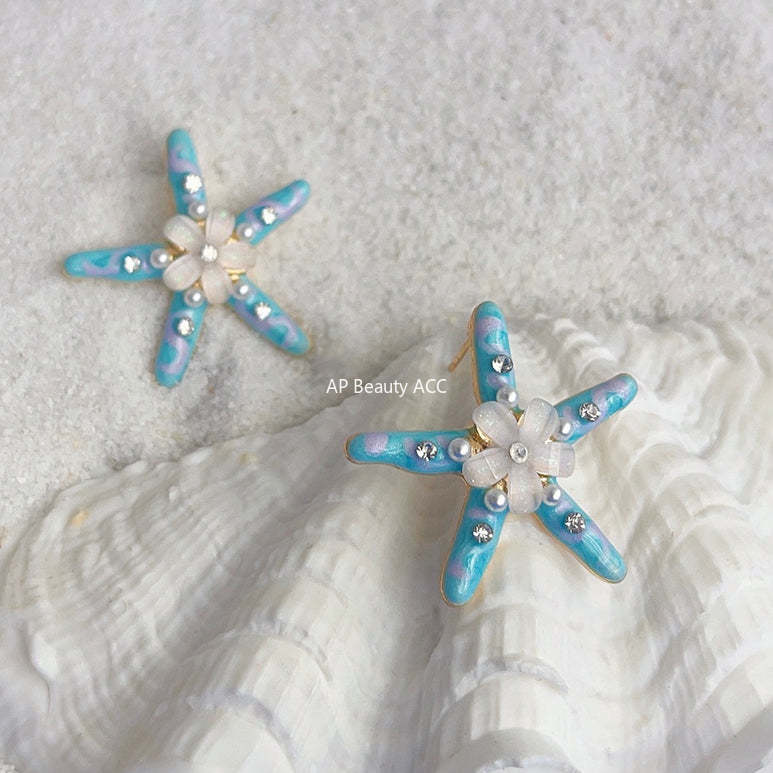 C관 - 해양 테마 별 모양 14K 도금 귀걸이 [4375] 24.06-3