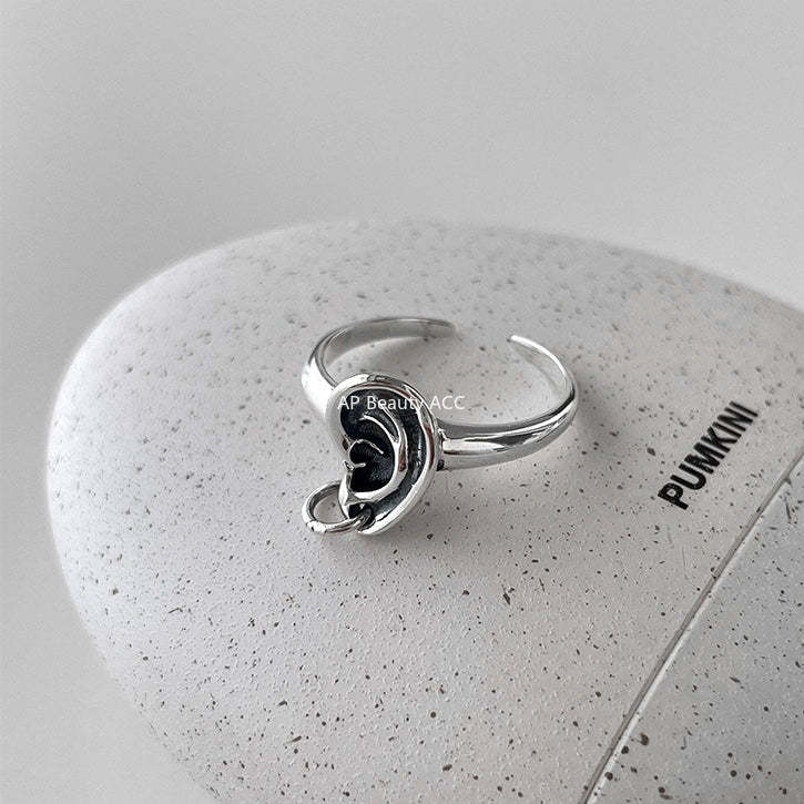 A관 - 925 실버 빈티지 귀 모양 오픈형 반지 [JZ-0657] 25.10-5