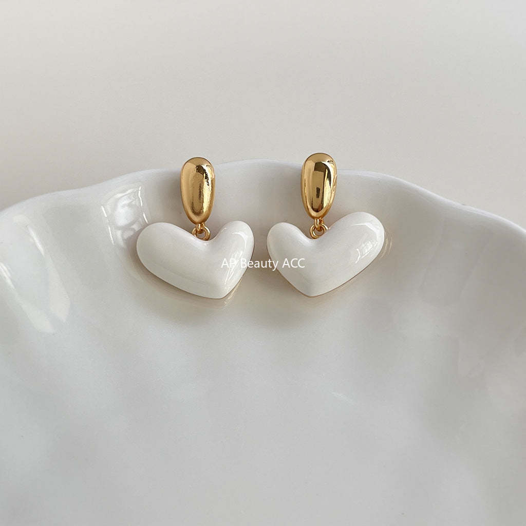 C관 - 오일 코팅 하트 디자인 925 은침 귀걸이 [7108] 25.11-3