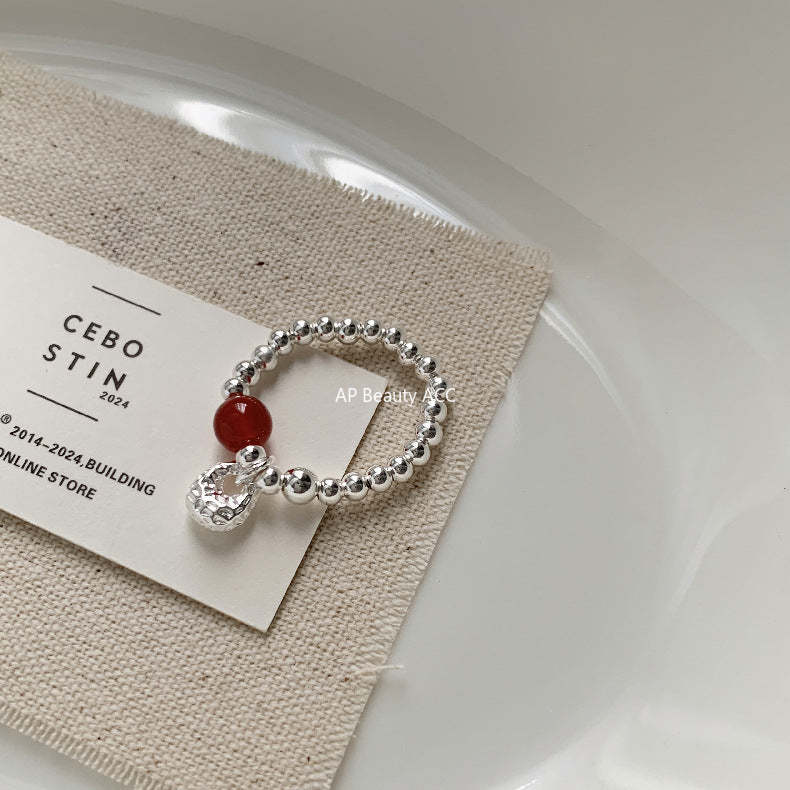 A관 - 미니 펜던트 홍마노 925 실버 비즈 반지 [1520-1527] 25.11-3