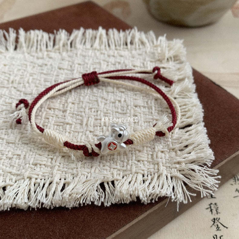 A관 - 999 실버 코인 말 말띠 펜던트 스트랩 팔찌 [1631] 25.12-3