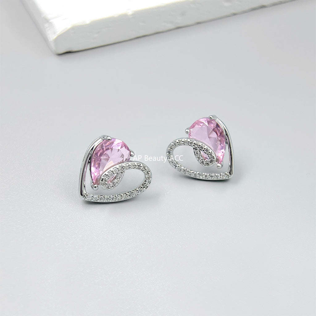 C관 - 미니 큐빅 백금 도금 비대칭 감각적인 귀걸이 [4390] 24.06-4