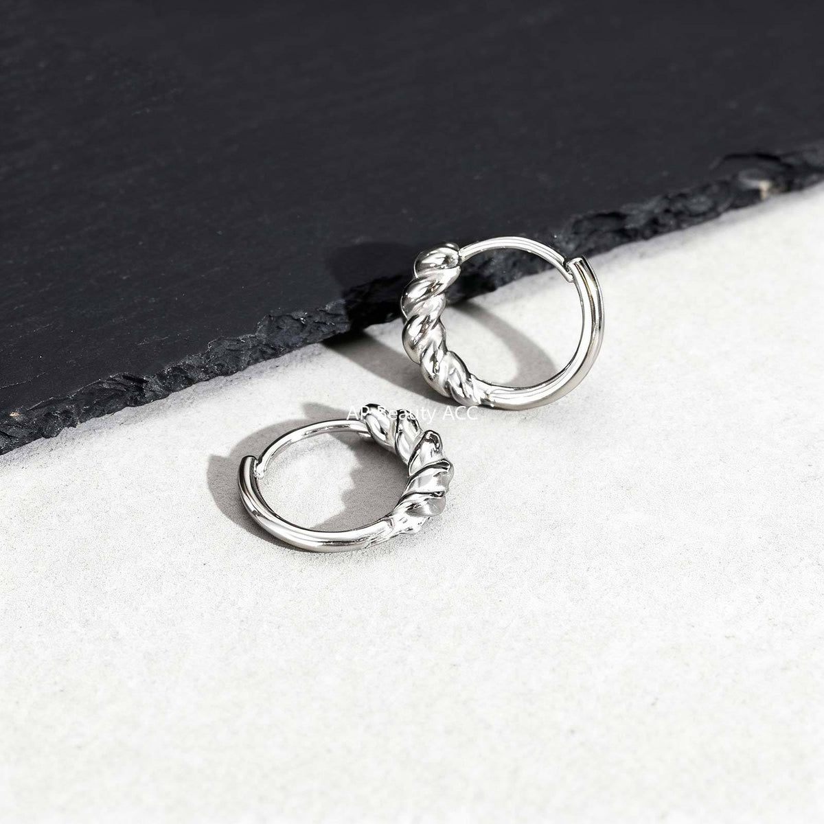 G관 - 스테인리스 스틸 트위스트 링 귀걸이 [EH-840] 25.12-1