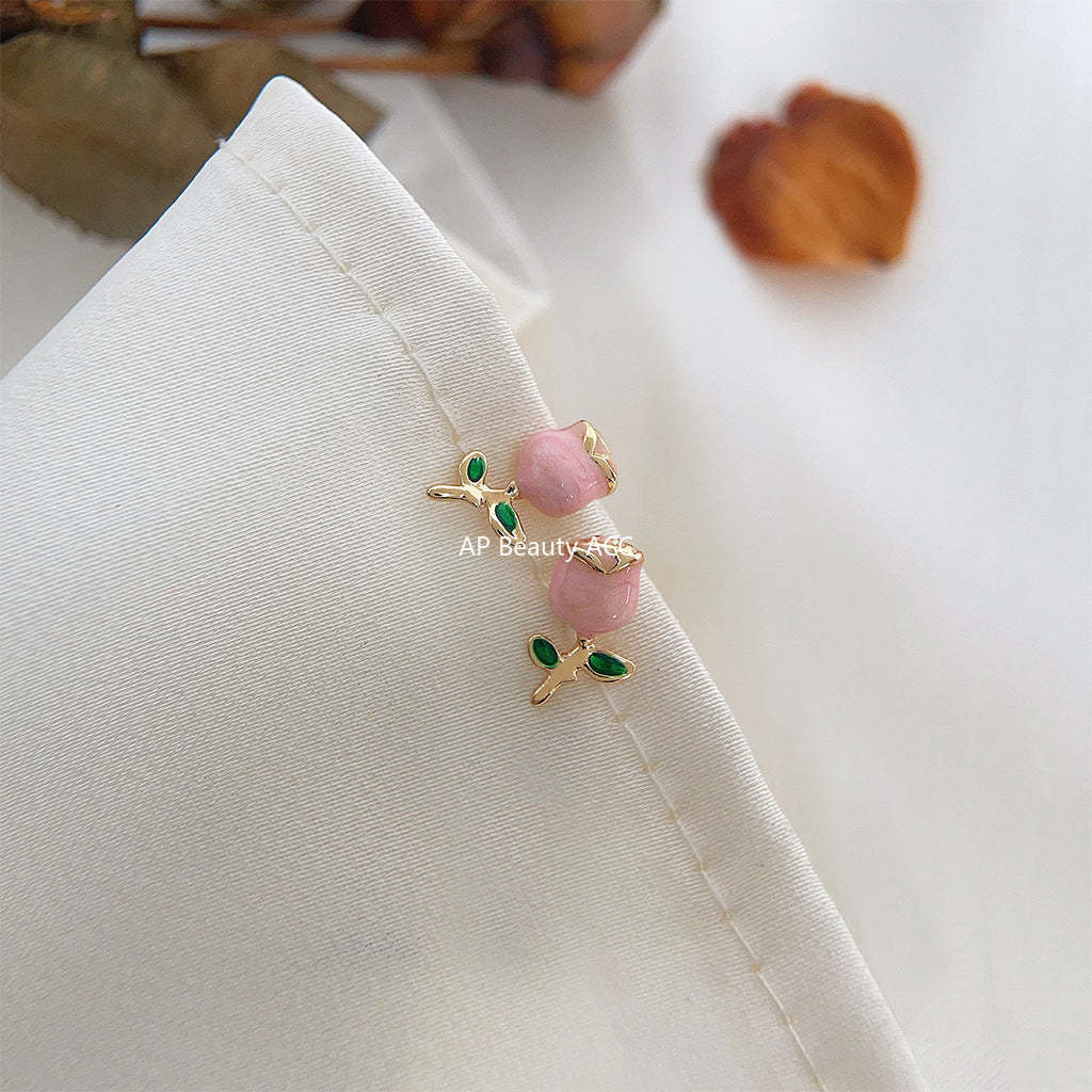 C관 - 14K 도금 장미 모티프 심플 귀걸이 [4215] 24.06-2