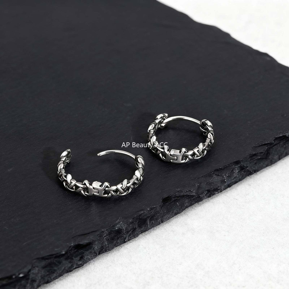 G관 - 스테인리스 빈티지 웨이브 크로스 체인 귀걸이 [EH-838] 25.12-2