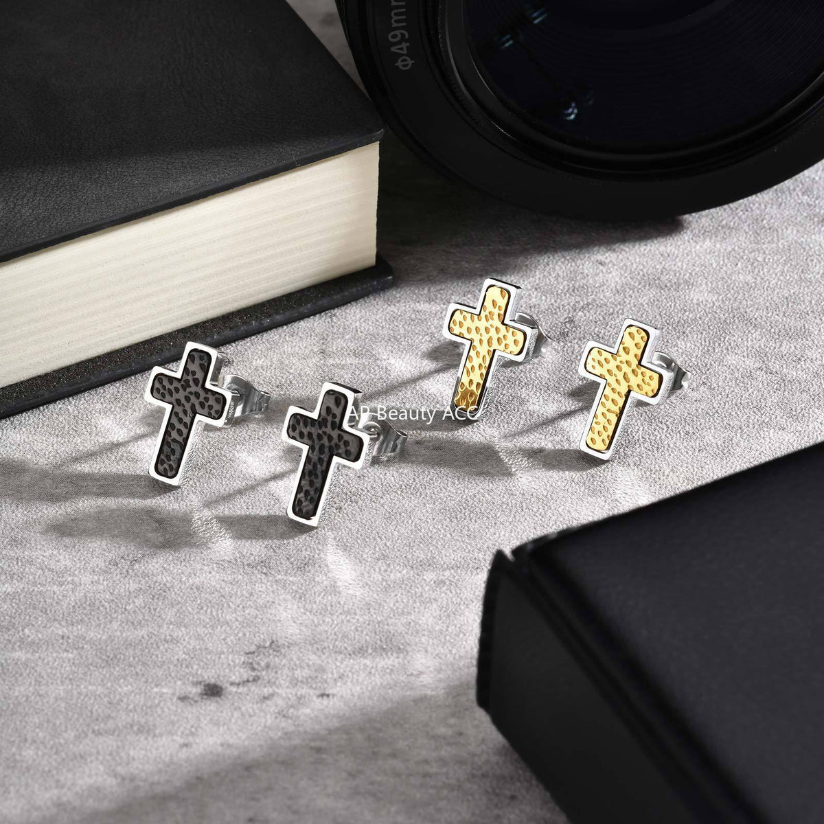 G관 - 스테인리스 스틸 펀칭 십자가 디자인 귀걸이 [ES-720] 25.11-1