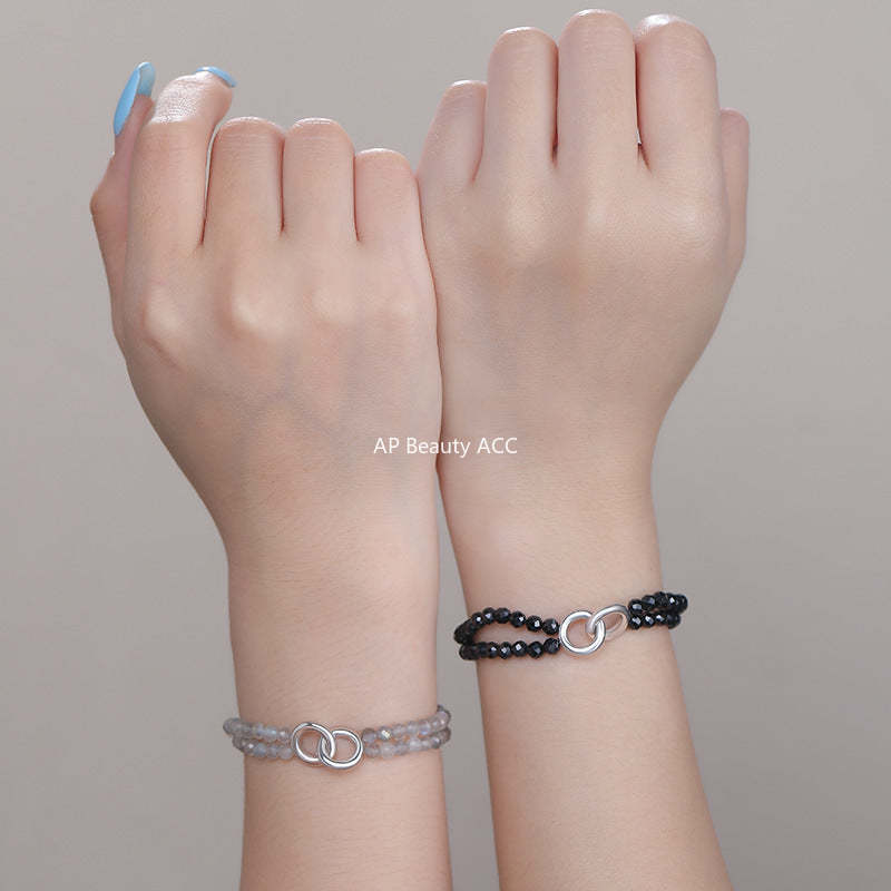 B관 - 925 실버 흑마노 문스톤 비즈 커플 팔찌 [YC5206SL_1] 25.10-5