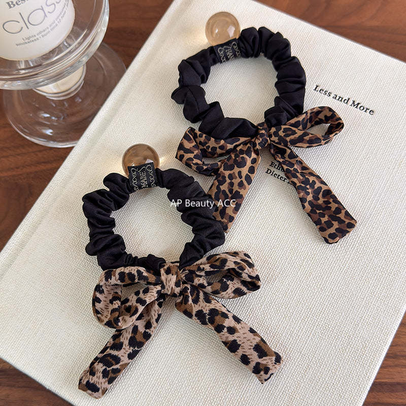 E관 - 호피 패브릭 리본 곱창 헤어밴드 [27487] 25.09-4