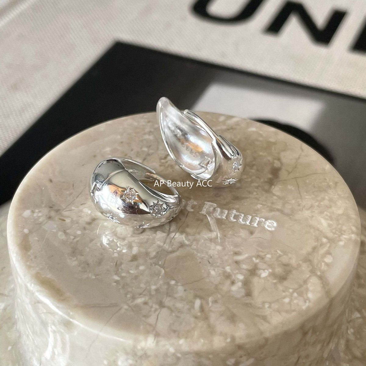 F관 - 925 실버 심플 큐빅 U형 귀걸이 [C1186] 25.12-3