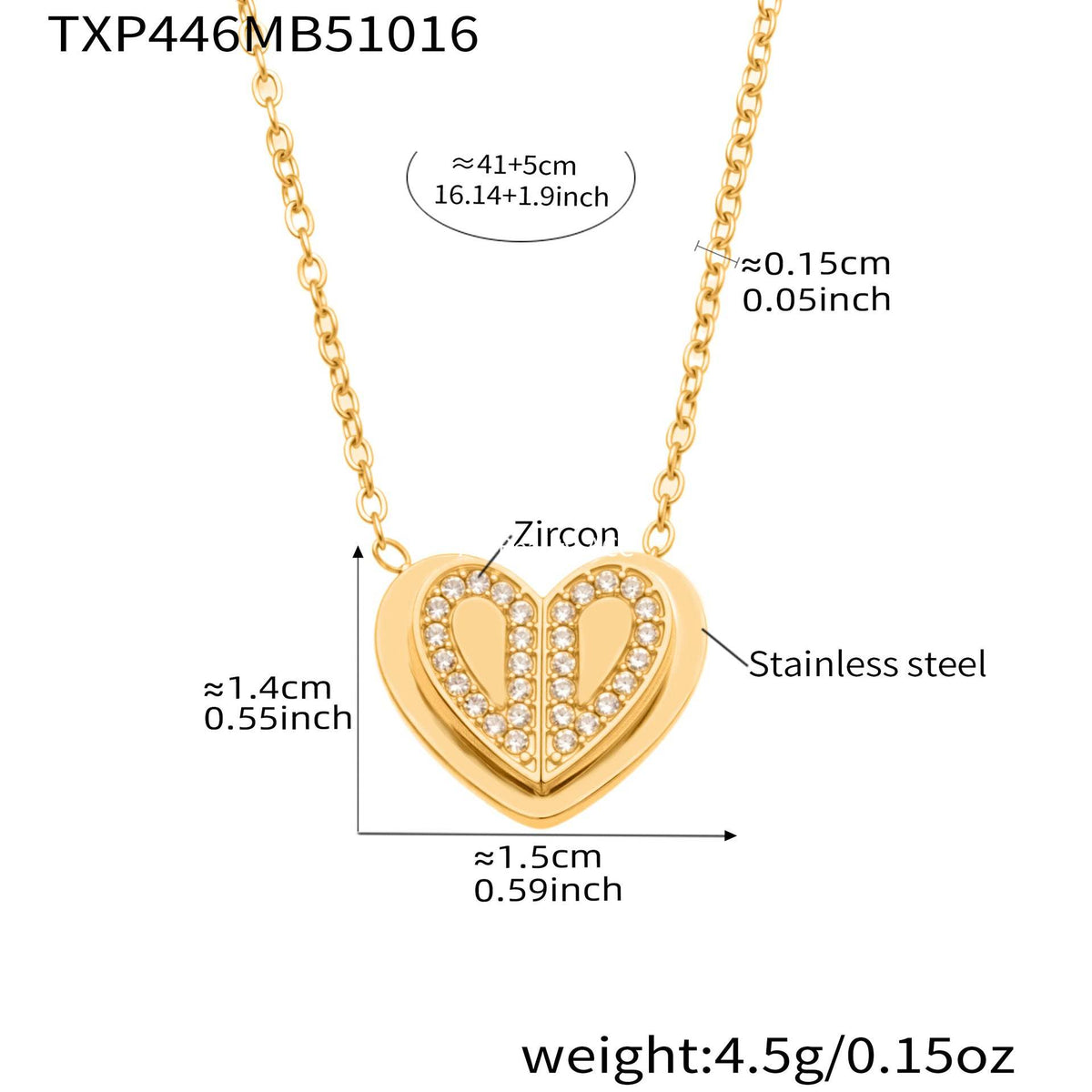 D관 - 18K 도금 스테인리스 스틸 큐빅 더블 하트 반지 귀걸이 목걸이 [TXP446] 25.10-4