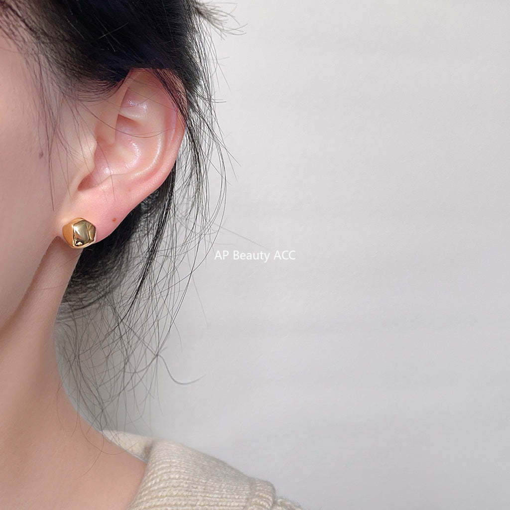 C관 - 18K 도금 두꺼운 심플 기하학 디자인 고급스러운 귀걸이 [3566-3567] 24.01-2
