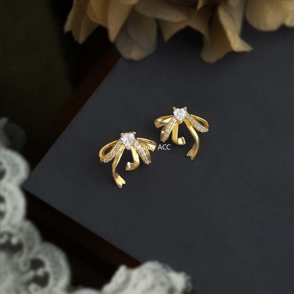 C관 - 925 은침 큐빅 리본 디자인 귀걸이 [6953] 25.10-4