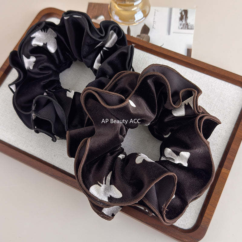 E관 - 벨벳 나비 패턴 더블 레이어 대형 곱창 헤어밴드 [27695] 25.11-3