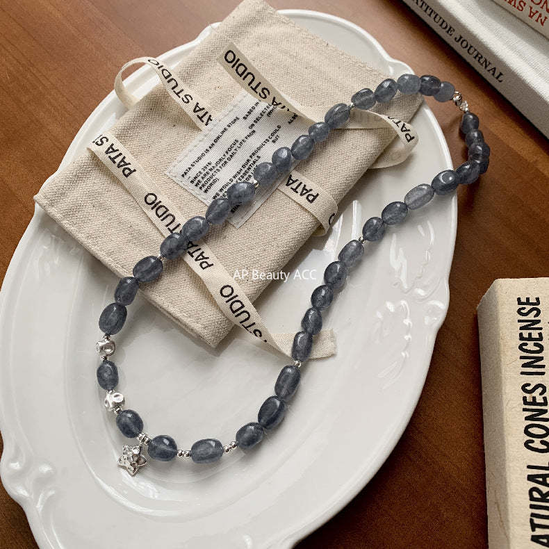 A관 - 별 펜던트 칼세도니 비즈 925 실버 팔찌 목걸이 [1530] 25.11-3