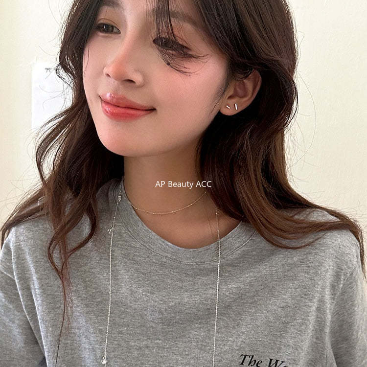 A관 - 925 실버 기하학 스퀘어 피어싱 귀걸이 [EH-4187] 25.12-3