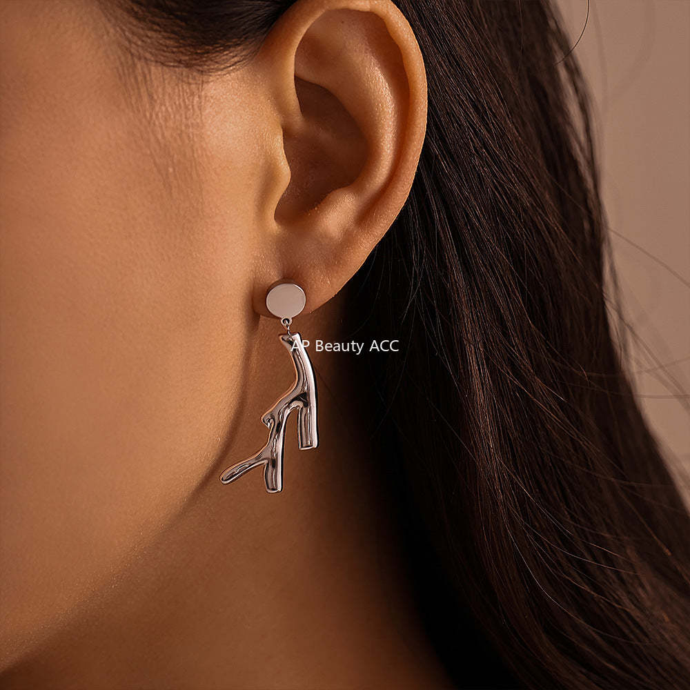 D관 - 생명 나무 가지 비정형 변색 방지 스테인리스 스틸 PVD 18K 도금 귀걸이 [F1670-F1674] 24.11-1