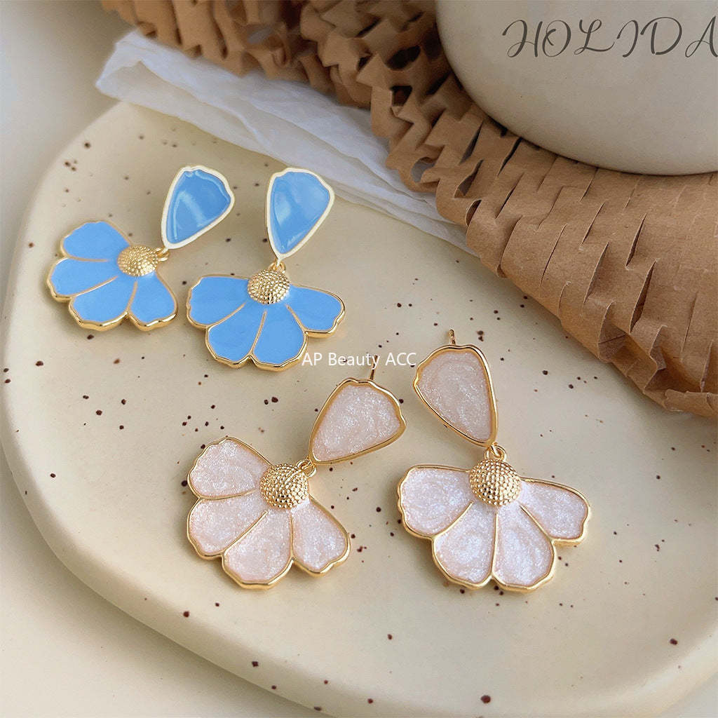 C관 - 14K 도금 여름 귀여운 데이지 은침 귀걸이 [4132-4133] 24.05-5