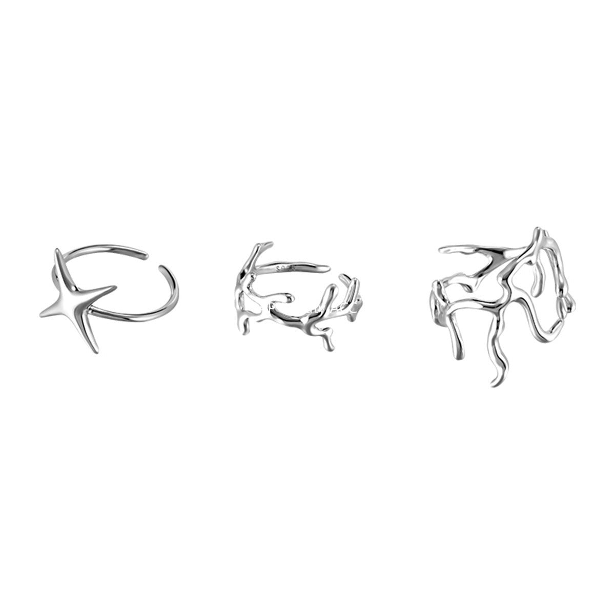 A관 - 925 실버 불규칙 나뭇가지 별 디자인 반지 [JZ-0708] 25.10-3