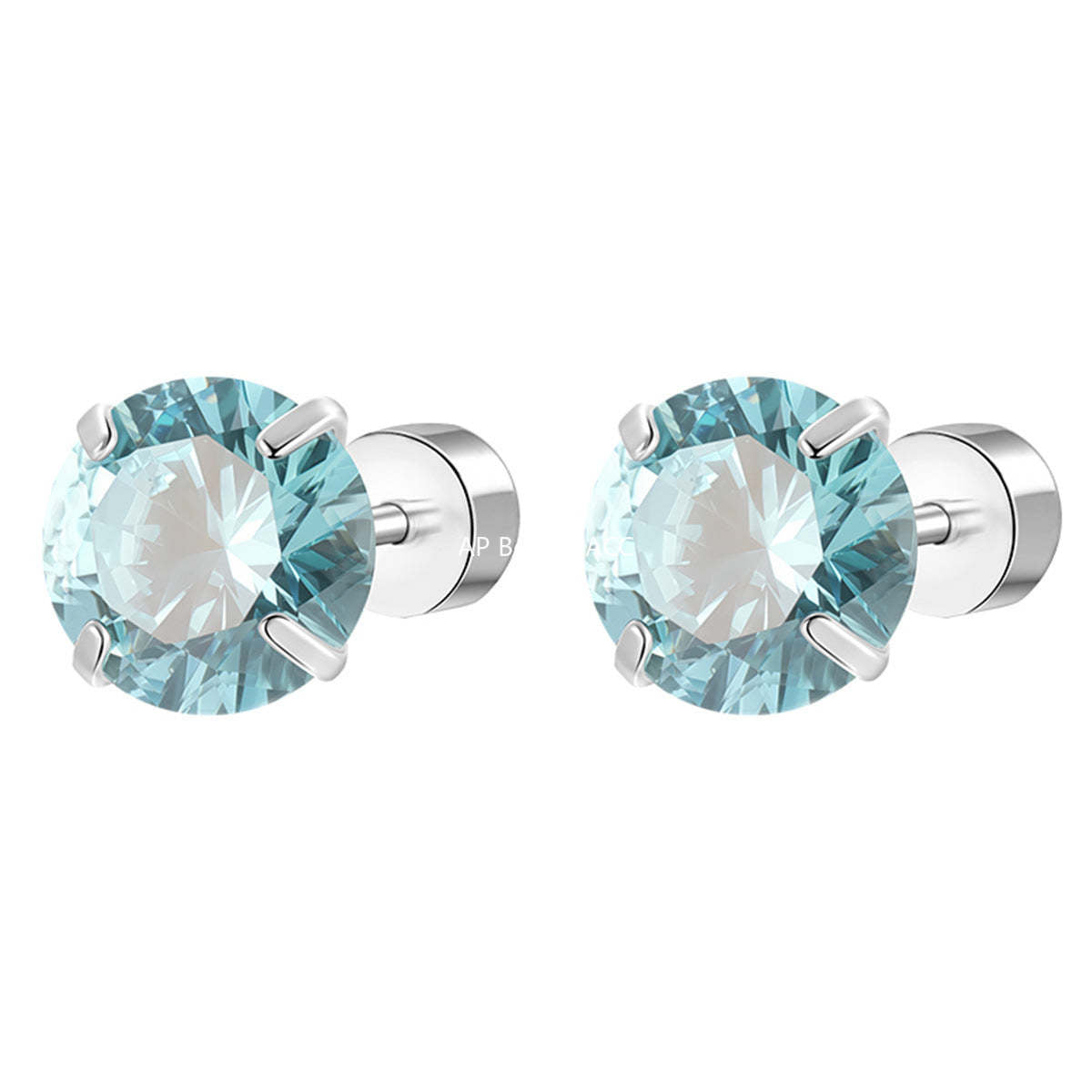 A관 - 티타늄 스틸 심플 화이트 큐빅 귀걸이 [EH-4085] 25.10-4