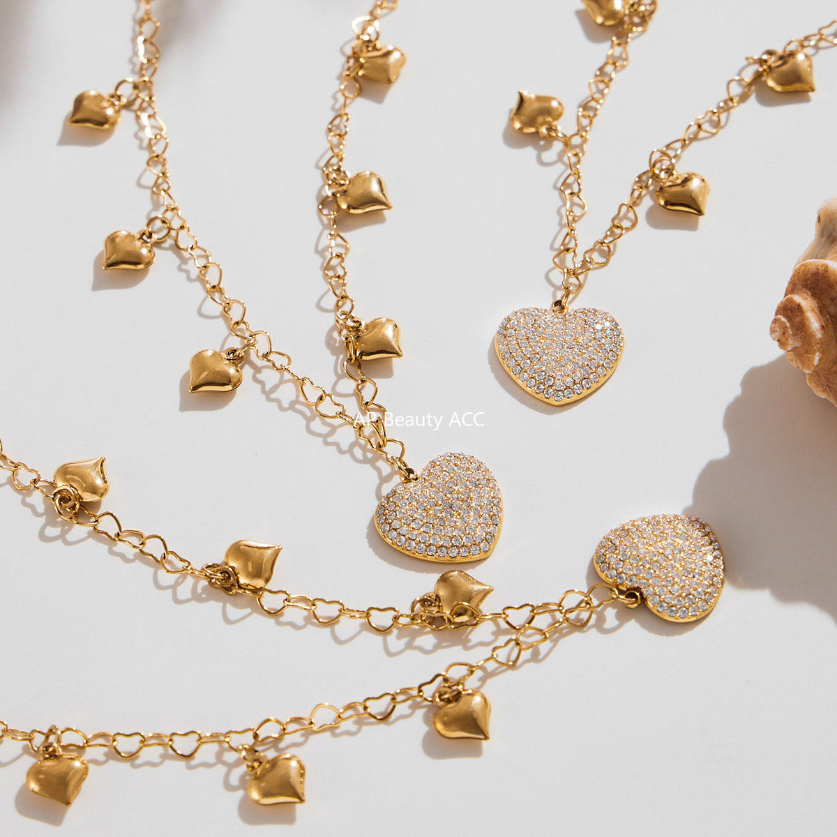 D관 - 스테인리스 스틸 하트 큐빅 펜던트 체인 목걸이 [P074] 25.10-1